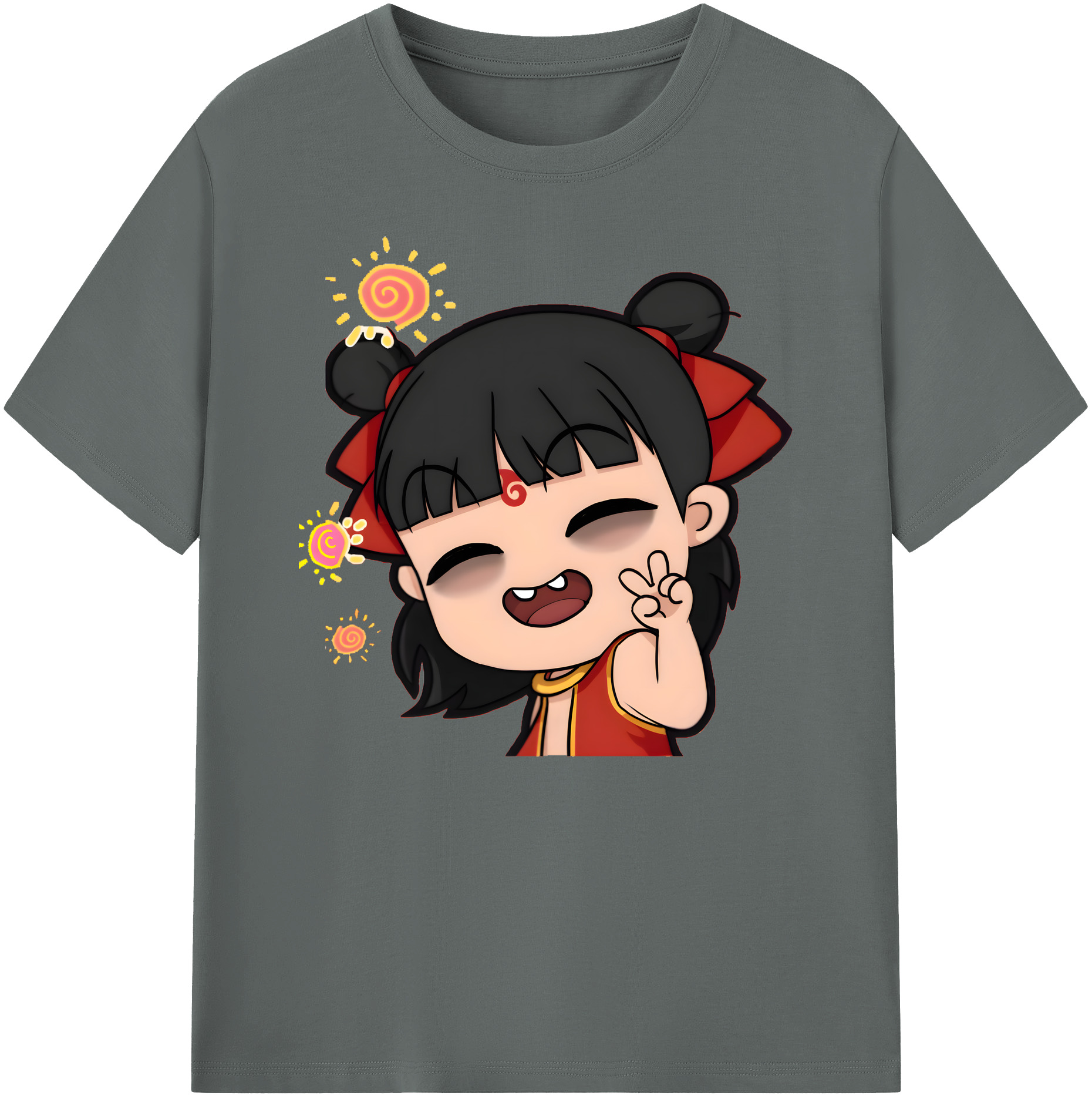 （画像用） Ne Zha 2 ナタ 魔童の大暴れ 綿100％ メンズ半袖Tシャツ｜肌触りやわらか＆通気性